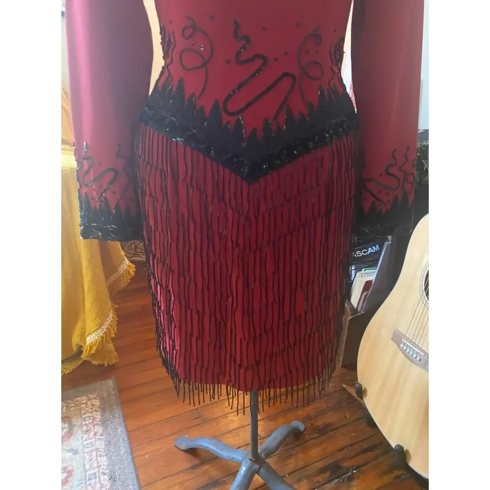 Fabrice Women's Red and Black Formal-dresses 1980s/90s Size 10